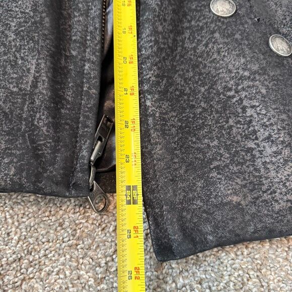 Tribe America Black Leather Fringe Suede Jacket Coat Small Concho Beaded - Picture 6 of 6